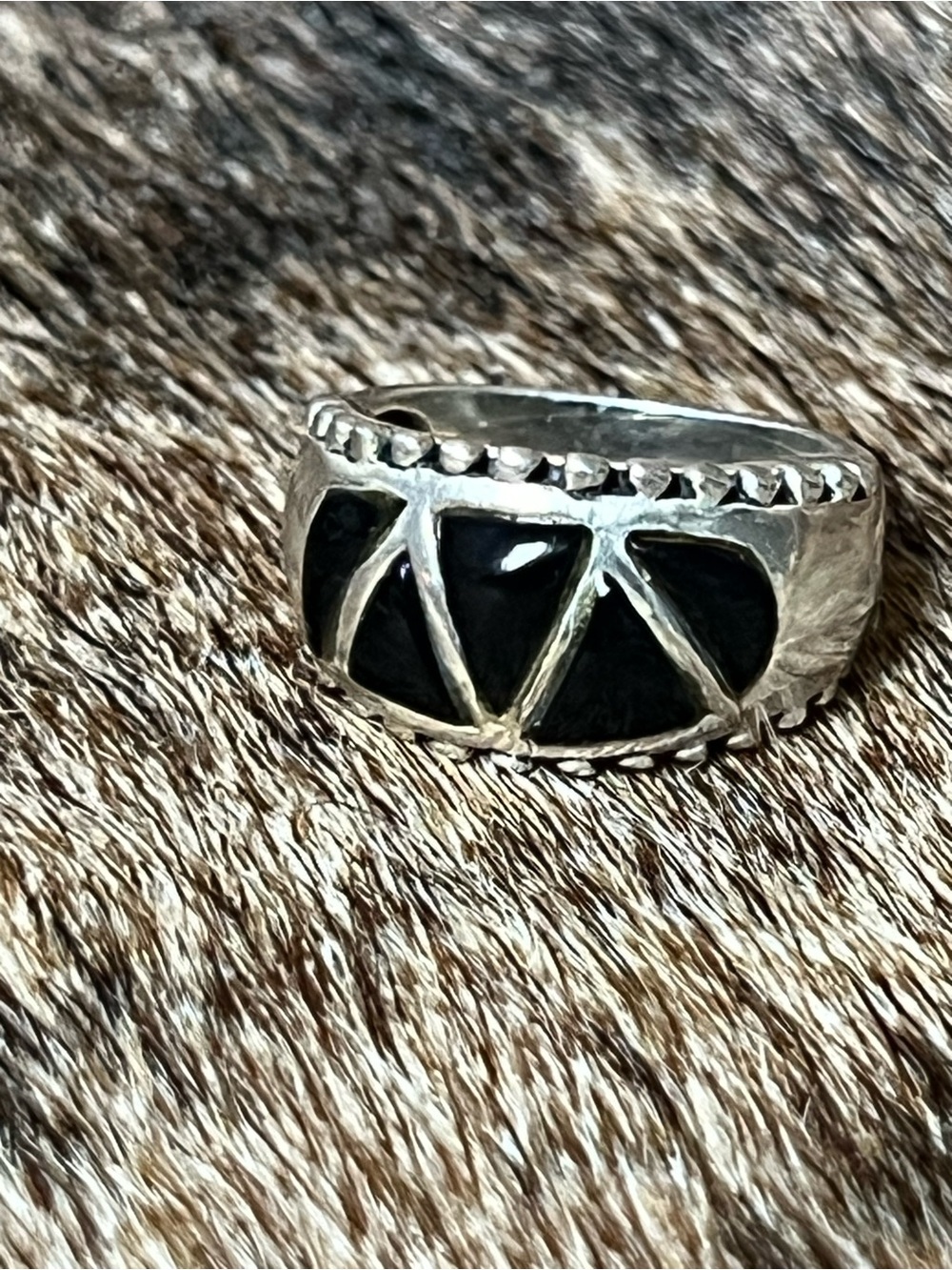 Sterling silver black onyx inlay ring